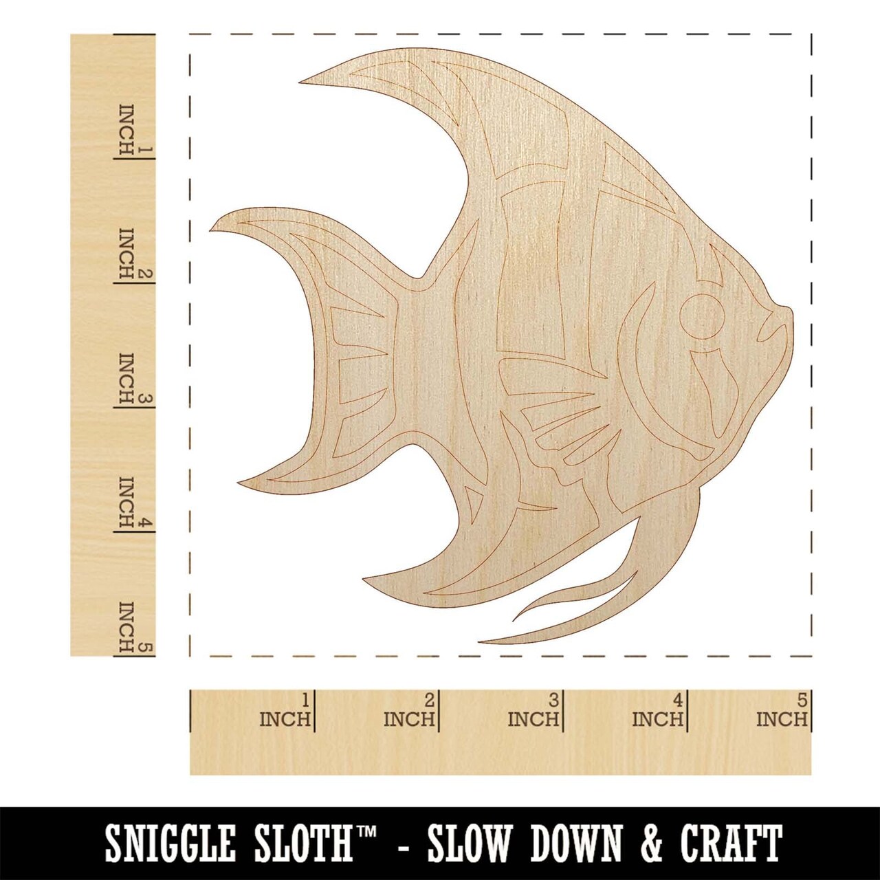 Freshwater Striped Angelfish Fish Unfinished Wood Shape Piece Cutout for DIY Craft Projects